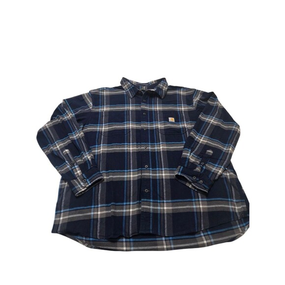 Carhartt Other - Carhartt Rugged Flex Relaxed Fit Long Sleeve Blue Plaid Flannel Shirt 2XL E1.8